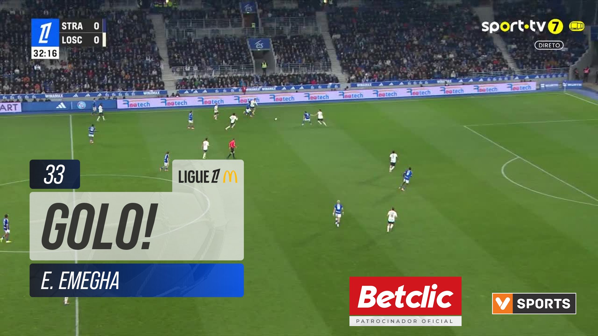 GOLO! Strasbourg, E. Emegha aos 33', Strasbourg 1-0 Lille