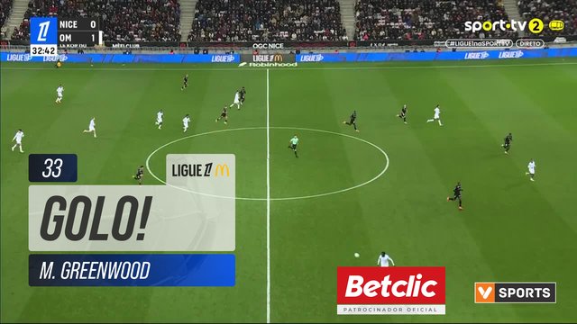 GOLO! Marselha, M. Greenwood aos 33', Nice 0-2 Marselha