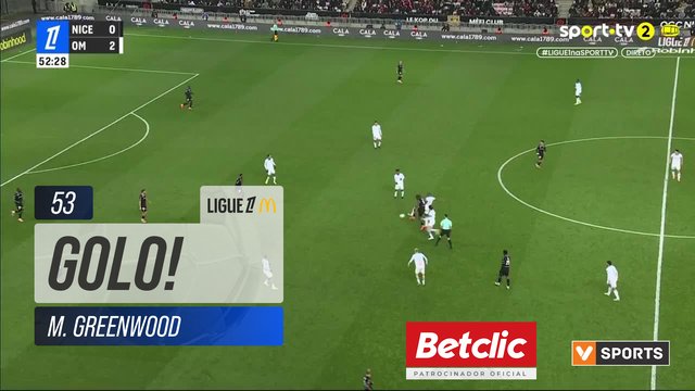 GOLO! Marselha, M. Greenwood aos 53', Nice 0-3 Marselha