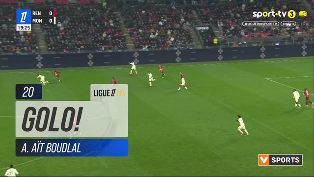 GOLO! Rennes, A. Aït Boudlal aos 20', Rennes 1-0 Monaco