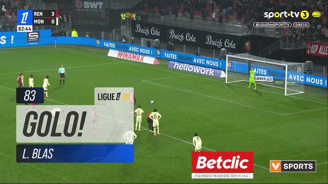 GOLO! Rennes, L. Blas aos 83', Rennes 4-0 Monaco