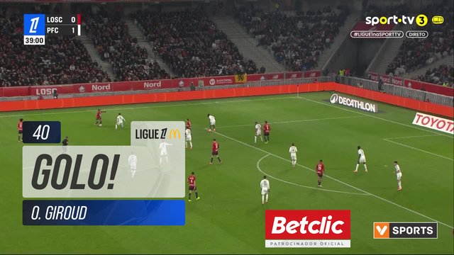 GOLO! Lille, O. Giroud aos 40', Lille 1-1 Paris FC