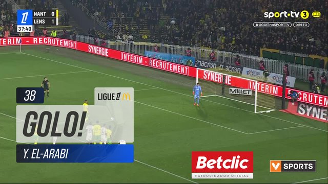 GOLO! Nantes, Y. El-Arabi aos 38', Nantes 1-1 Lens