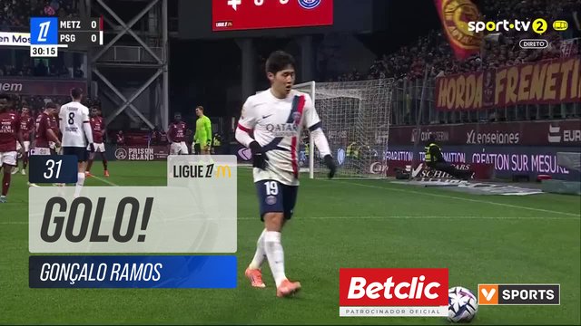 GOLO! PSG, Gonçalo Ramos aos 31', Metz 0-1 PSG