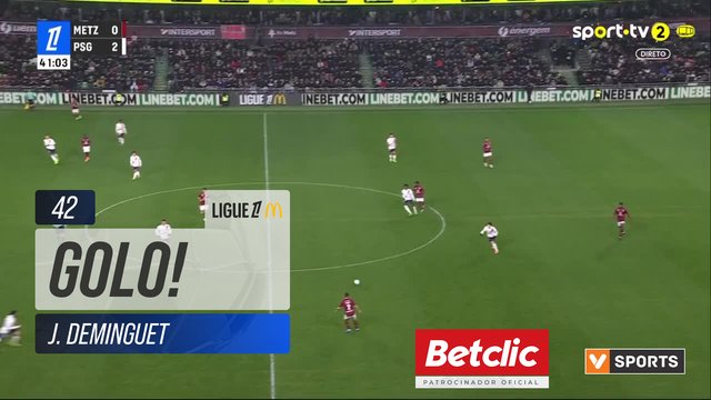 GOLO! Metz, J. Deminguet aos 42', Metz 1-2 PSG