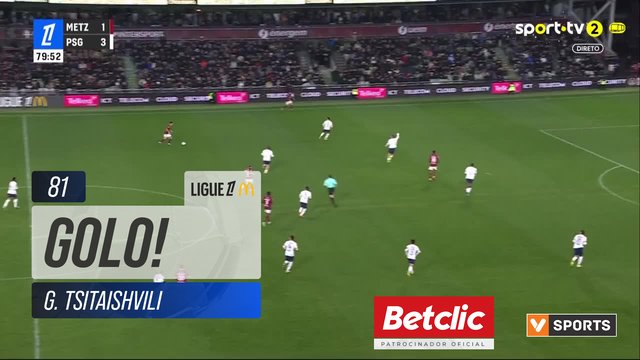 GOLO! Metz, G. Tsitaishvili aos 81', Metz 2-3 PSG