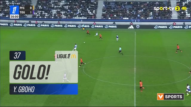 GOLO! Toulouse, Y. Gboho aos 37', Paris FC 0-2 Toulouse
