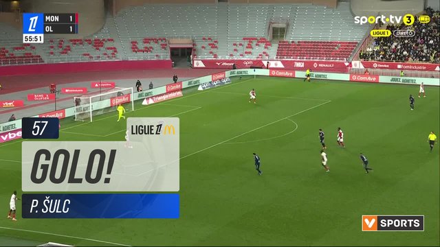 GOLO! Lyon, P. Šulc aos 57', Monaco 1-2 Lyon