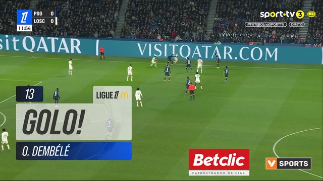 GOLO! PSG, O. Dembélé aos 13', PSG 1-0 Lille