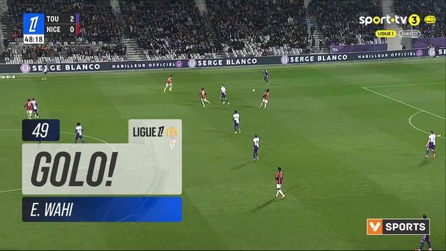 GOLO! Nice, E. Wahi aos 49', Toulouse 2-1 Nice