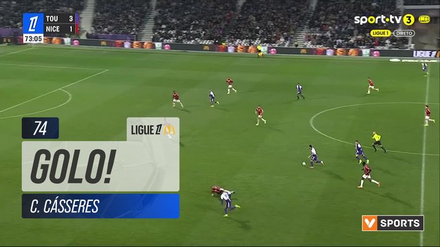 GOLO! Toulouse, C. Cásseres aos 74', Toulouse 4-1 Nice