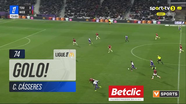 GOLO! Toulouse, C. Cásseres aos 74', Toulouse 4-1 Nice