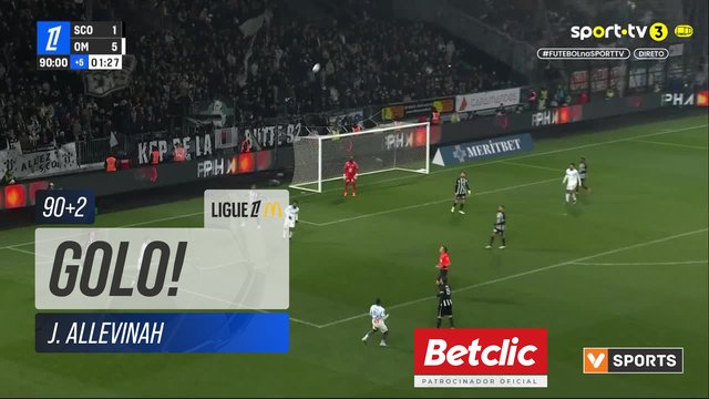 GOLO! Angers, J. Allevinah aos 90'+2', Angers 2-5 Marselha