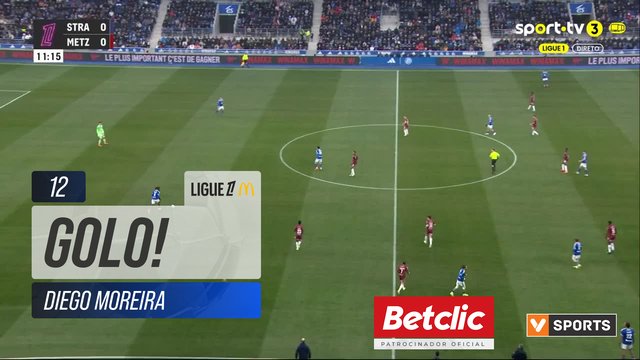 GOLO! Strasbourg, Diego Moreira aos 12', Strasbourg 1-0 Metz