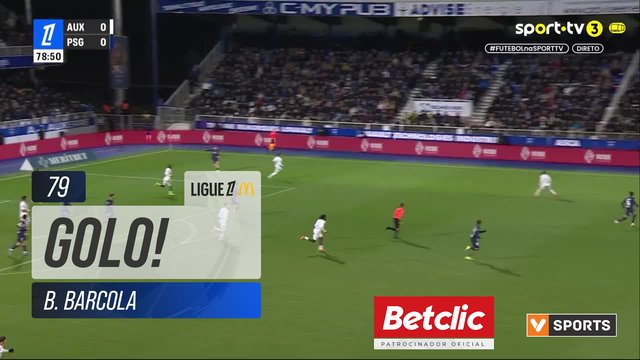 GOLO! PSG, B. Barcola aos 79', Auxerre 0-1 PSG