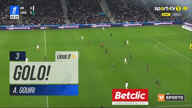 GOLO! Marselha, A. Gouiri aos 3', Marselha 1-0 Lens