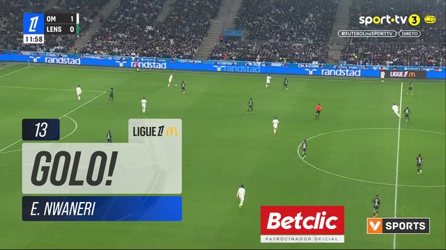 GOLO! Marselha, E. Nwaneri aos 13', Marselha 2-0 Lens