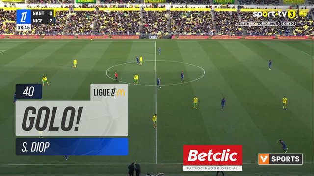 GOLO! Nice, S. Diop aos 40', Nantes 0-3 Nice