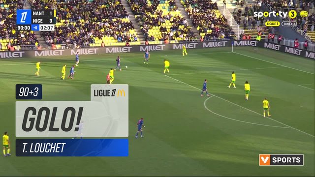 GOLO! Nice, T. Louchet aos 90'+3', Nantes 1-4 Nice