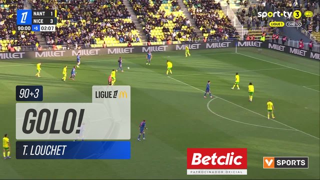 GOLO! Nice, T. Louchet aos 90'+3', Nantes 1-4 Nice