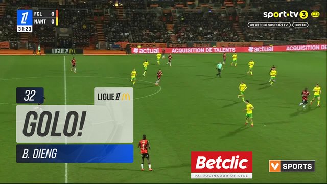 GOLO! Lorient, B. Dieng aos 32', Lorient 1-0 Nantes