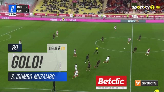 GOLO! Monaco, S. Idumbo-Muzambo aos 89', Monaco 4-0 Rennes