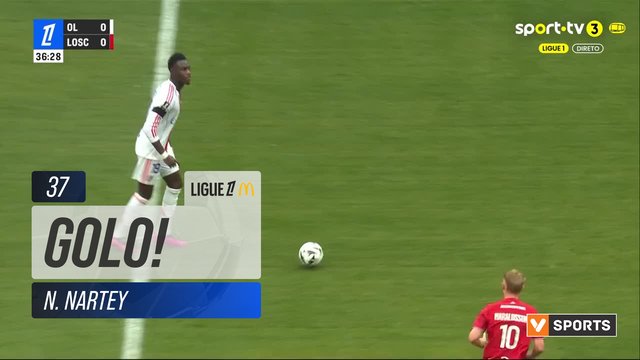 GOLO! Lyon, N. Nartey aos 37', Lyon 1-0 Lille