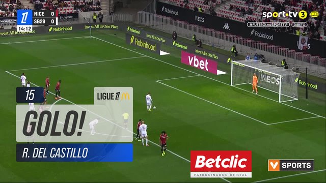GOLO! Brest, R. Del Castillo aos 15', Nice 0-1 Brest