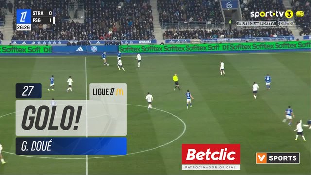 GOLO! Strasbourg, G. Doué aos 27', Strasbourg 1-1 PSG
