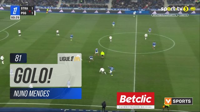 GOLO! PSG, Nuno Mendes aos 81', Strasbourg 1-2 PSG