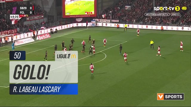 GOLO! Brest, R. Labeau Lascary aos 50', Brest 1-0 Lorient