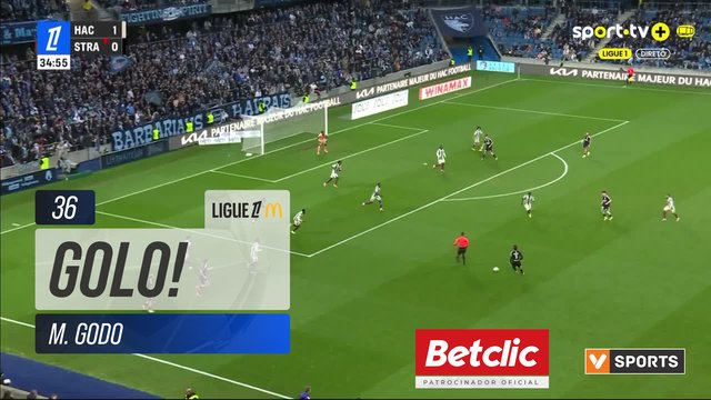 GOLO! Strasbourg, M. Godo aos 36', Le Havre 1-1 Strasbourg