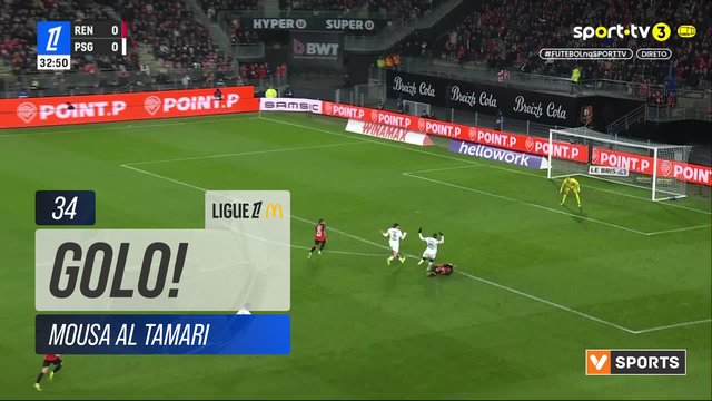 GOLO! Rennes, Mousa Al Tamari aos 34', Rennes 1-0 PSG