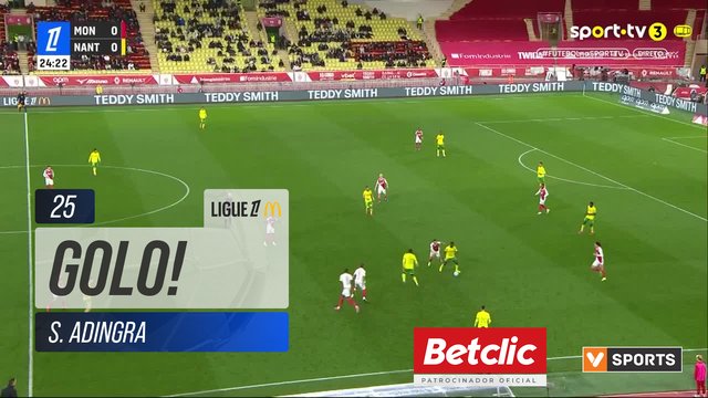GOLO! Monaco, S. Adingra aos 25', Monaco 1-0 Nantes