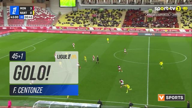 GOLO! Nantes, F. Centonze aos 45'+1', Monaco 3-1 Nantes