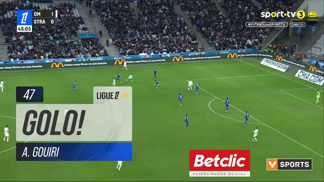 GOLO! Marselha, A. Gouiri aos 47', Marselha 2-0 Strasbourg