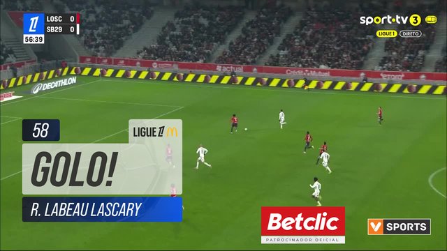 GOLO! Brest, R. Labeau Lascary aos 58', Lille 0-1 Brest