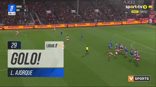 GOLO! Brest, L. Ajorque aos 29', Brest 2-0 Marselha