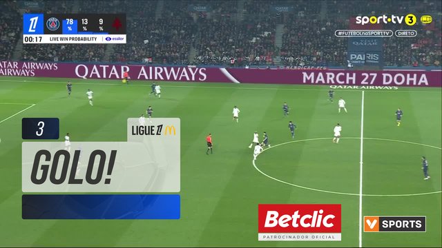 GOLO! PSG aos 3', PSG 1-0 Metz