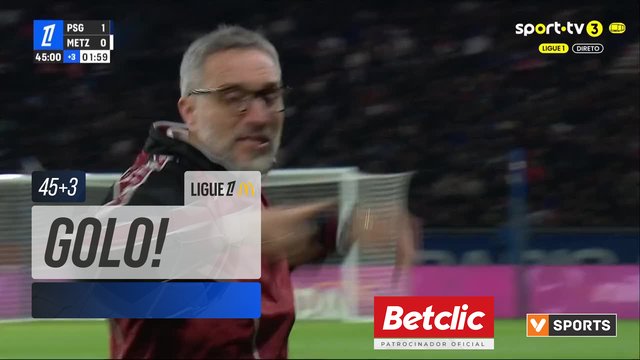 GOLO! PSG aos 45'+3', PSG 2-0 Metz