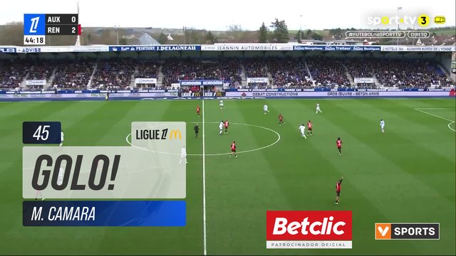 GOLO! Rennes, M. Camara aos 45', Auxerre 0-3 Rennes
