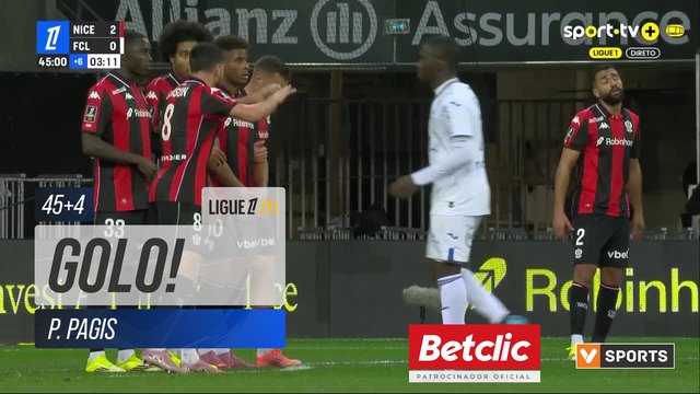 GOLO! Lorient, P. Pagis aos 45'+4', Nice 2-1 Lorient