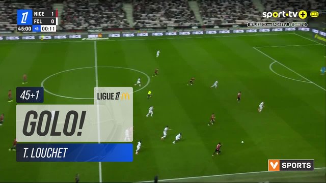 GOLO! Nice, T. Louchet aos 45'+1', Nice 2-0 Lorient