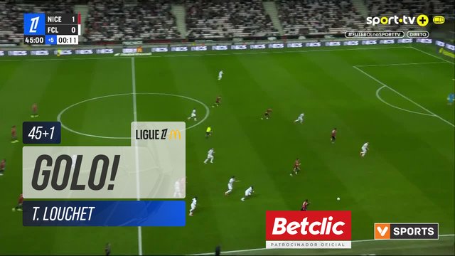 GOLO! Nice, T. Louchet aos 45'+1', Nice 2-0 Lorient