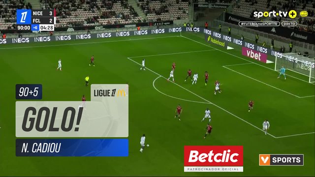 GOLO! Lorient, N. Cadiou aos 90'+5', Nice 3-3 Lorient