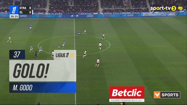 GOLO! Strasbourg, M. Godo aos 37', Strasbourg 1-0 Lyon