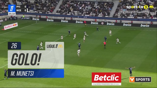 GOLO! Paris FC, M. Munetsi aos 26', Paris FC 1-0 Nice