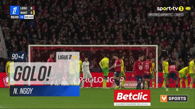 GOLO! Lille, N. Ngoy aos 90'+4', Lille 1-0 Nantes