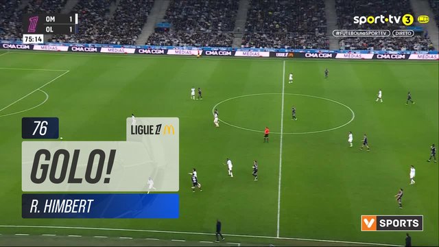 GOLO! Lyon, R. Himbert aos 76', Marselha 1-2 Lyon