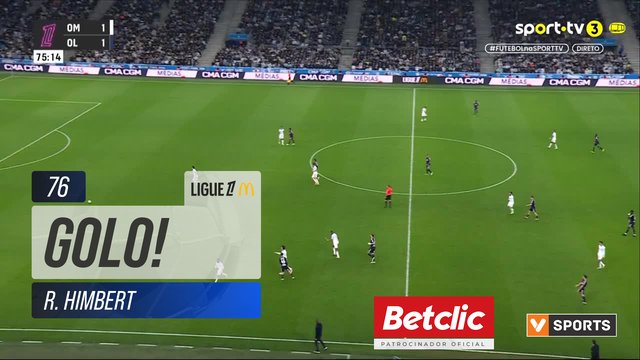 GOLO! Lyon, R. Himbert aos 76', Marselha 1-2 Lyon